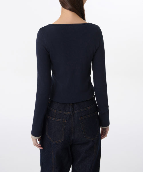 MUSINSA STANDARD WOMAN MUSINSA STANDARD WOMAN Cardigan Slim Scoop Neck [Navy]