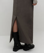 MUSINSA STANDARD WOMAN MUSINSA STANDARD WOMAN Padded Maxi Skirt Mud Gray