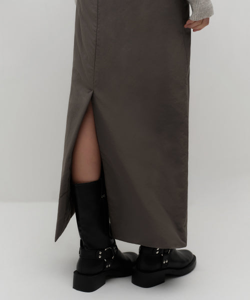 MUSINSA STANDARD WOMAN MUSINSA STANDARD WOMAN Padded Maxi Skirt Mud Gray