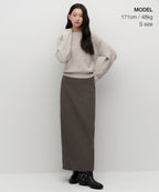MUSINSA STANDARD WOMAN MUSINSA STANDARD WOMAN Padded Maxi Skirt Mud Gray