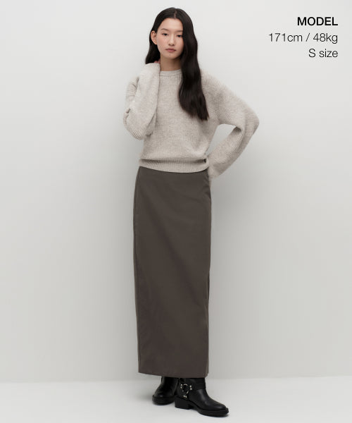 MUSINSA STANDARD WOMAN MUSINSA STANDARD WOMAN Padded Maxi Skirt Mud Gray