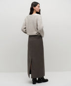 MUSINSA STANDARD WOMAN MUSINSA STANDARD WOMAN Padded Maxi Skirt Mud Gray