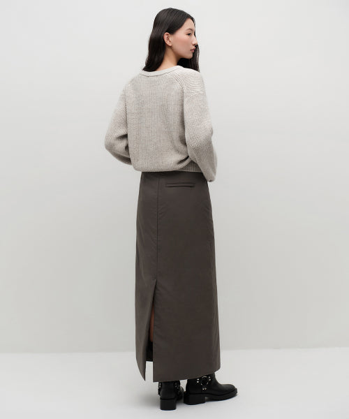 MUSINSA STANDARD WOMAN MUSINSA STANDARD WOMAN Padded Maxi Skirt Mud Gray