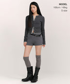 MUSINSA STANDARD WOMAN MUSINSA STANDARD WOMAN Women's Mini Boucle Knit Shorts [Medium Gray]