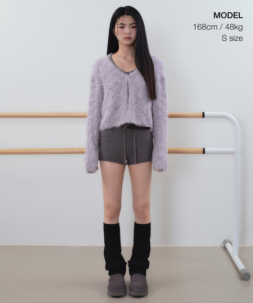 MUSINSA STANDARD WOMAN MUSINSA STANDARD WOMAN Women's Rhombus Fuzzy Cardigan [Light Purple]