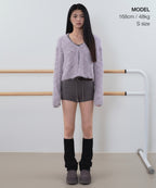 MUSINSA STANDARD WOMAN MUSINSA STANDARD WOMAN Women's Rhombus Fuzzy Cardigan [Light Purple]