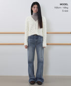 MUSINSA STANDARD WOMAN MUSINSA STANDARD WOMAN Women's Rhombus Fuzzy Cardigan [Ivory]