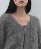 MUSINSA STANDARD WOMAN MUSINSA STANDARD WOMAN Women's Rhombus Fuzzy Cardigan [Medium Gray]