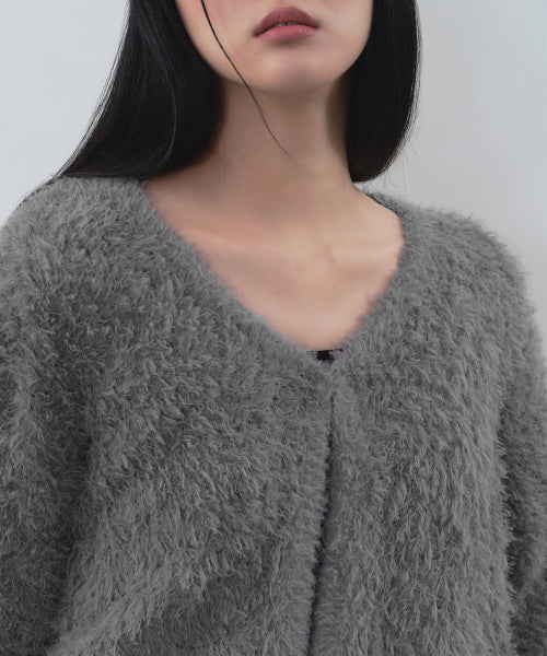 MUSINSA STANDARD WOMAN MUSINSA STANDARD WOMAN Women's Rhombus Fuzzy Cardigan [Medium Gray]