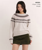 MUSINSA STANDARD WOMAN MUSINSA STANDARD WOMAN Women's York Fair Isle Crew Neck Knit [Cream] - Size S