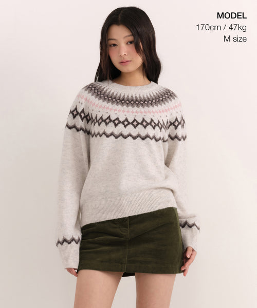 MUSINSA STANDARD WOMAN MUSINSA STANDARD WOMAN Women's York Fair Isle Crew Neck Knit [Cream] - Size S