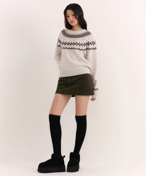 MUSINSA STANDARD WOMAN MUSINSA STANDARD WOMAN Women's York Fair Isle Crew Neck Knit [Cream] - Size S