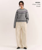 MUSINSA STANDARD WOMAN MUSINSA STANDARD WOMAN Women's York Fair Isle Crew Neck Knit [Gray]