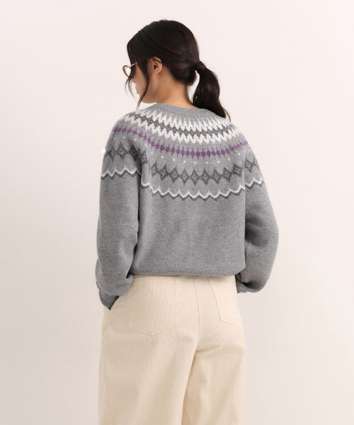 MUSINSA STANDARD WOMAN MUSINSA STANDARD WOMAN Women's York Fair Isle Crew Neck Knit [Gray]