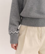 MUSINSA STANDARD WOMAN MUSINSA STANDARD WOMAN Women's York Fair Isle Crew Neck Knit [Gray]
