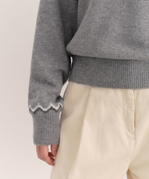 MUSINSA STANDARD WOMAN MUSINSA STANDARD WOMAN Women's York Fair Isle Crew Neck Knit [Gray]