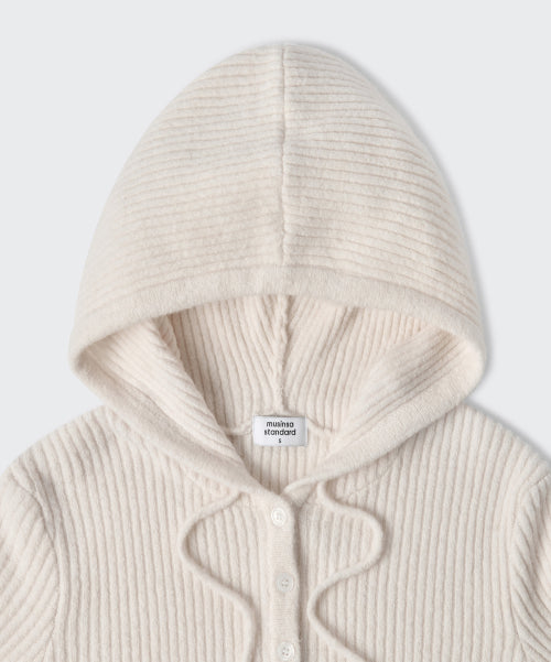 MUSINSA STANDARD WOMAN MUSINSA STANDARD WOMAN Women's Soft Boucle Slim Hooded Knit [Ivory]