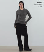 MUSINSA STANDARD WOMAN MUSINSA STANDARD WOMAN Women's Soft Boucle Slim Hooded Knit Medium Gray