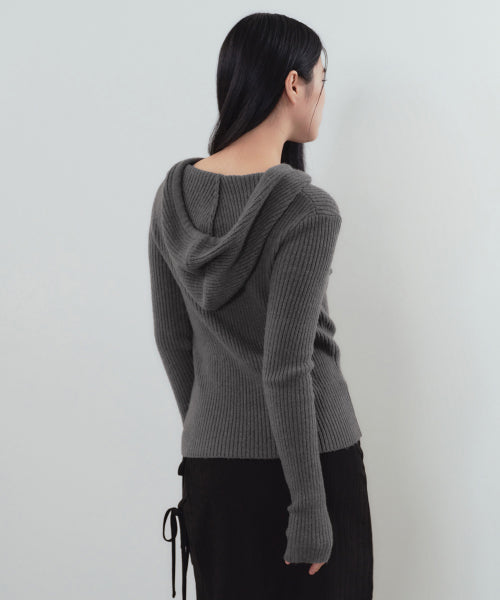 MUSINSA STANDARD WOMAN MUSINSA STANDARD WOMAN Women's Soft Boucle Slim Hooded Knit Medium Gray