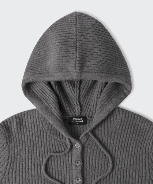 MUSINSA STANDARD WOMAN MUSINSA STANDARD WOMAN Women's Soft Boucle Slim Hooded Knit Medium Gray