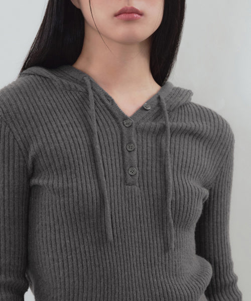 MUSINSA STANDARD WOMAN MUSINSA STANDARD WOMAN Women's Soft Boucle Slim Hooded Knit Medium Gray