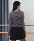 MUSINSA STANDARD WOMAN MUSINSA STANDARD WOMAN Women's Soft Boucle Slim Hooded Knit [Purple Gray]