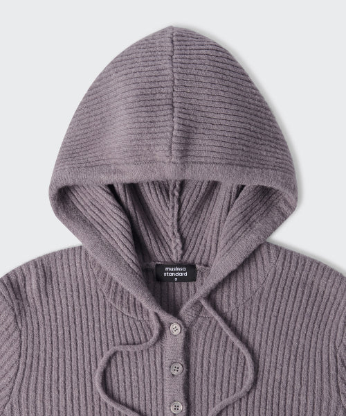 MUSINSA STANDARD WOMAN MUSINSA STANDARD WOMAN Women's Soft Boucle Slim Hooded Knit [Purple Gray]