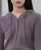 MUSINSA STANDARD WOMAN MUSINSA STANDARD WOMAN Women's Soft Boucle Slim Hooded Knit [Purple Gray]