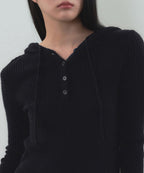 MUSINSA STANDARD WOMAN MUSINSA STANDARD WOMAN Women's Soft Boucle Slim Hooded Knit [Black] - Size