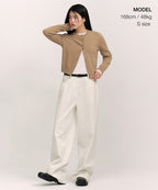 MUSINSA STANDARD WOMAN MUSINSA STANDARD WOMAN Women's Essential Round Neck Cardigan (Beige)