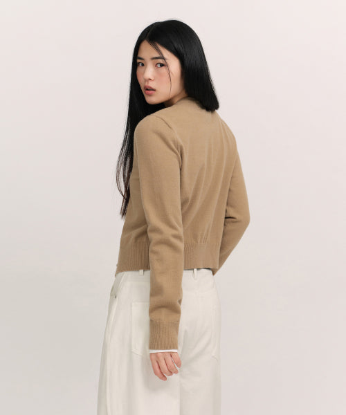 MUSINSA STANDARD WOMAN MUSINSA STANDARD WOMAN Women's Essential Round Neck Cardigan (Beige)
