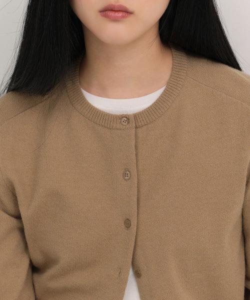 MUSINSA STANDARD WOMAN MUSINSA STANDARD WOMAN Women's Essential Round Neck Cardigan (Beige)
