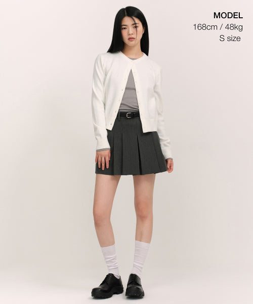 MUSINSA STANDARD WOMAN MUSINSA STANDARD WOMAN Cardigan Essential Round Neck (Ivory)