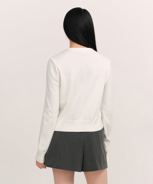 MUSINSA STANDARD WOMAN MUSINSA STANDARD WOMAN Cardigan Essential Round Neck (Ivory)