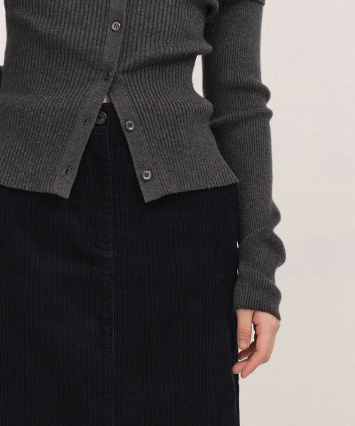 MUSINSA STANDARD WOMAN MUSINSA STANDARD WOMAN Cardigan Ribbed Off-Shoulder Charcoal Gray