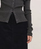 MUSINSA STANDARD WOMAN MUSINSA STANDARD WOMAN Cardigan Ribbed Off-Shoulder Charcoal Gray