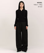 MUSINSA STANDARD WOMAN MUSINSA STANDARD WOMAN Women's Deep Tuck Extra Wide Chino Pants [Black]