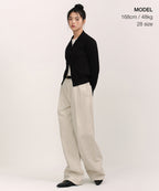 MUSINSA STANDARD WOMAN MUSINSA STANDARD WOMAN Women's Deep Tuck Extra Wide Chino Pants (Cream)