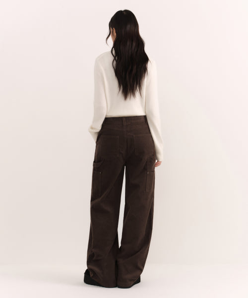 MUSINSA STANDARD WOMAN MUSINSA STANDARD WOMAN Women's Corduroy Wide Carpenter Pants [Brown]