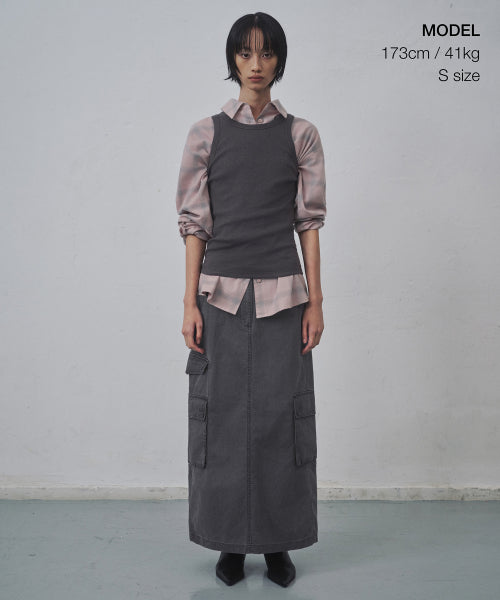 MUSINSA STANDARD WOMAN MUSINSA STANDARD WOMAN Cargo Maxi Skirt Charcoal Gray