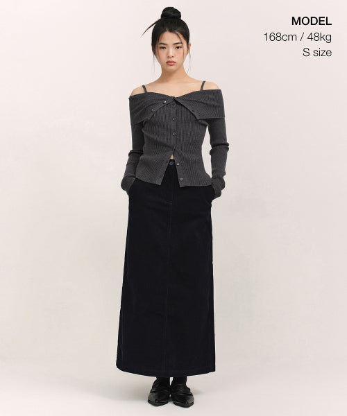 MUSINSA STANDARD WOMAN MUSINSA STANDARD WOMAN Women's Corduroy Maxi Skirt [Black]