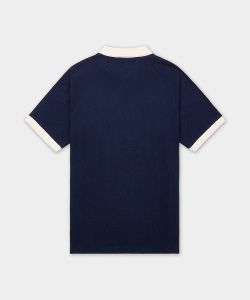 ADIDAS ADIDAS Waffle Polo Shirt - Navy