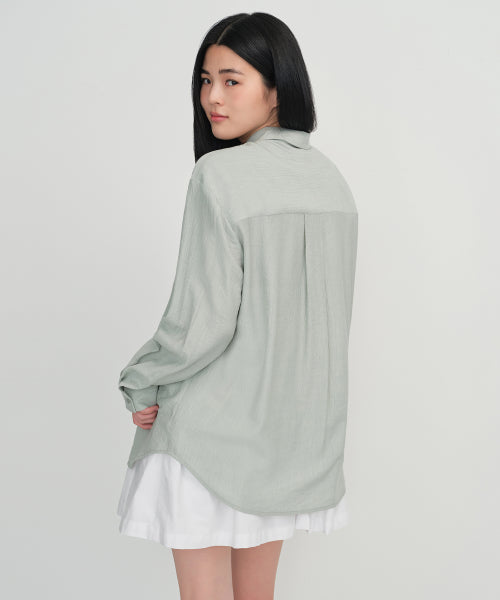 MUSINSA STANDARD WOMAN MUSINSA STANDARD WOMAN Relaxed Crinkle Shirt Mint Gray