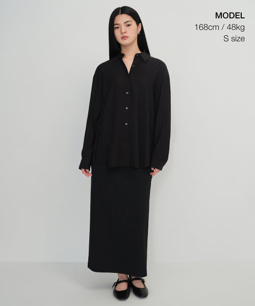 MUSINSA STANDARD WOMAN MUSINSA STANDARD WOMAN Women's Relaxed Crinkle Shirt [Black]