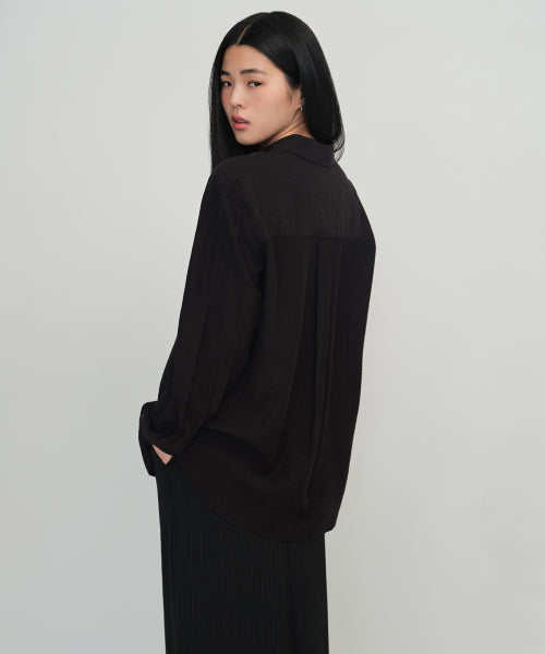 MUSINSA STANDARD WOMAN MUSINSA STANDARD WOMAN Women's Relaxed Crinkle Shirt [Black]