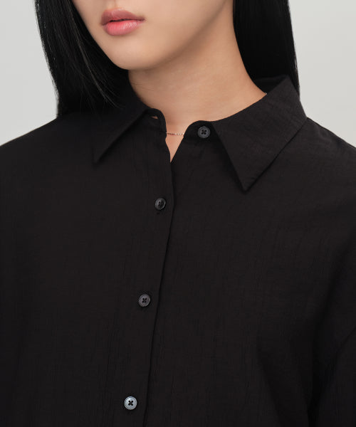 MUSINSA STANDARD WOMAN MUSINSA STANDARD WOMAN Women's Relaxed Crinkle Shirt [Black]