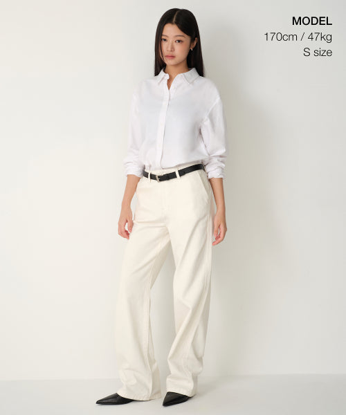 MUSINSA STANDARD WOMAN MUSINSA STANDARD WOMAN Women's Relaxed Oxford Shirt (White)
