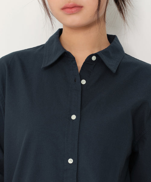 MUSINSA STANDARD WOMAN MUSINSA STANDARD WOMAN Women's Relaxed Oxford Shirt (Navy)