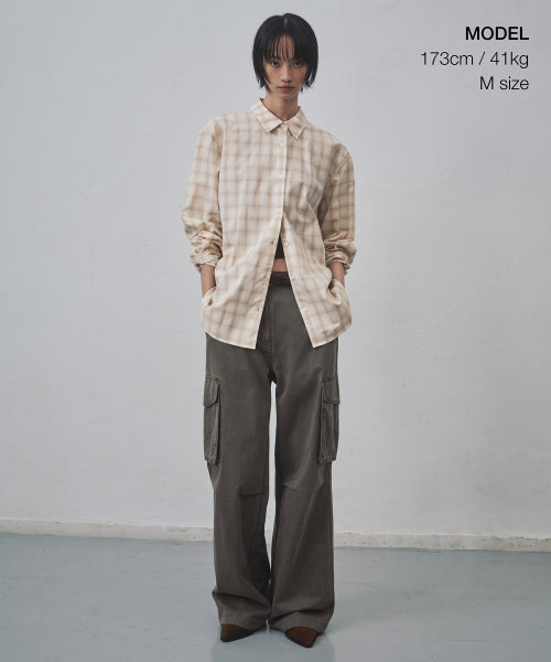 MUSINSA STANDARD WOMAN MUSINSA STANDARD WOMAN Relaxed Plaid Check Shirt Beige