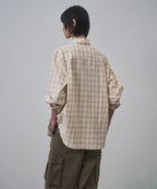 MUSINSA STANDARD WOMAN MUSINSA STANDARD WOMAN Relaxed Plaid Check Shirt Beige